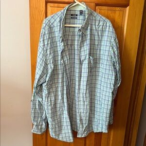 Izod Casual Green and Blue Button Down Shirt